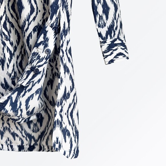 ATHLETA Ikat Print Silk Tunic Swim Cover-Up Long Sleeve Top - XXS - Picture 9 of 11